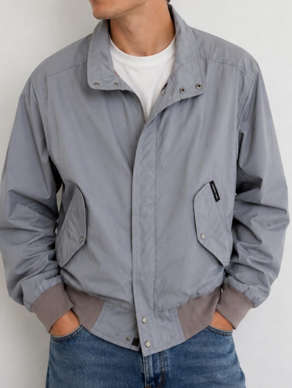 Vintage Members Only Jacket Mens 42 Large Gray Bomber Racer Cafe 90s